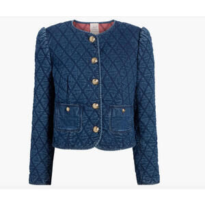 NEW, Cinq A Sept Gretchen Quilted Denim Jacket in Blue Sz S #T0100